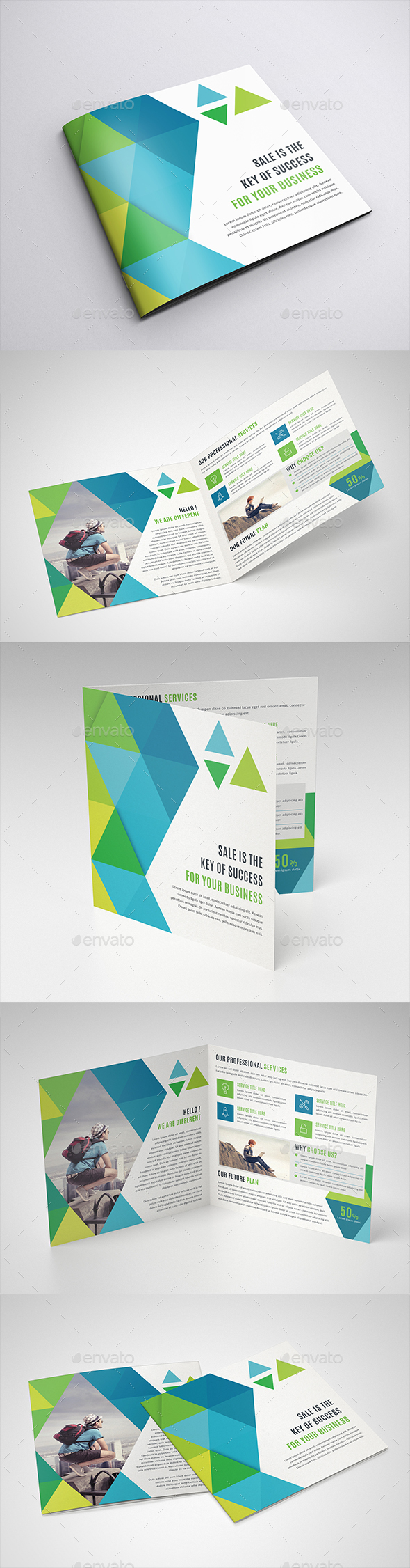 Square Bi-Fold Brochure Template - Corporate Brochures