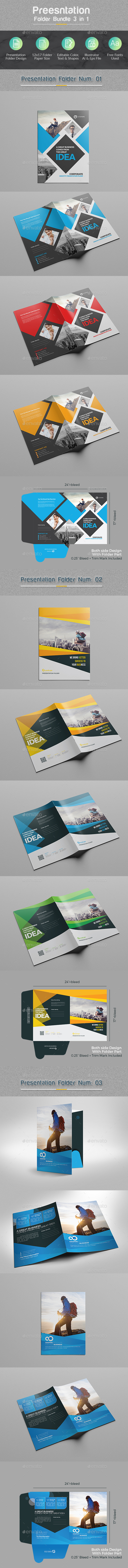 Presentation Folder Bundle 3 in 1 - Stationery Print Templates