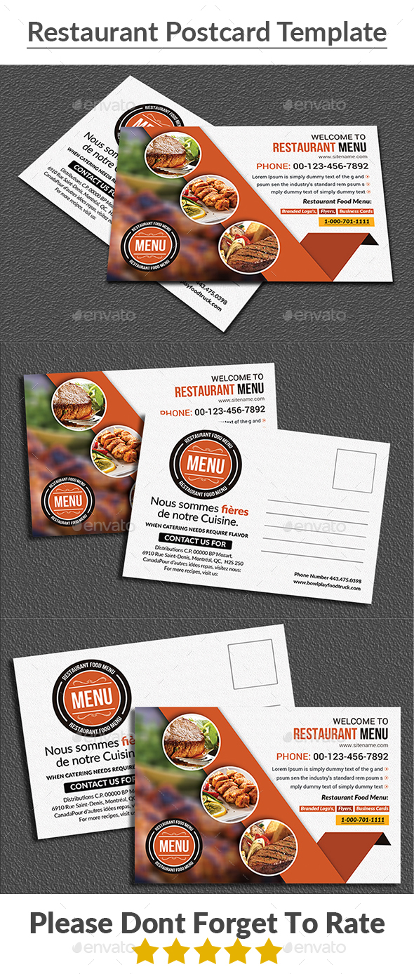 Restaurant Postcard Template