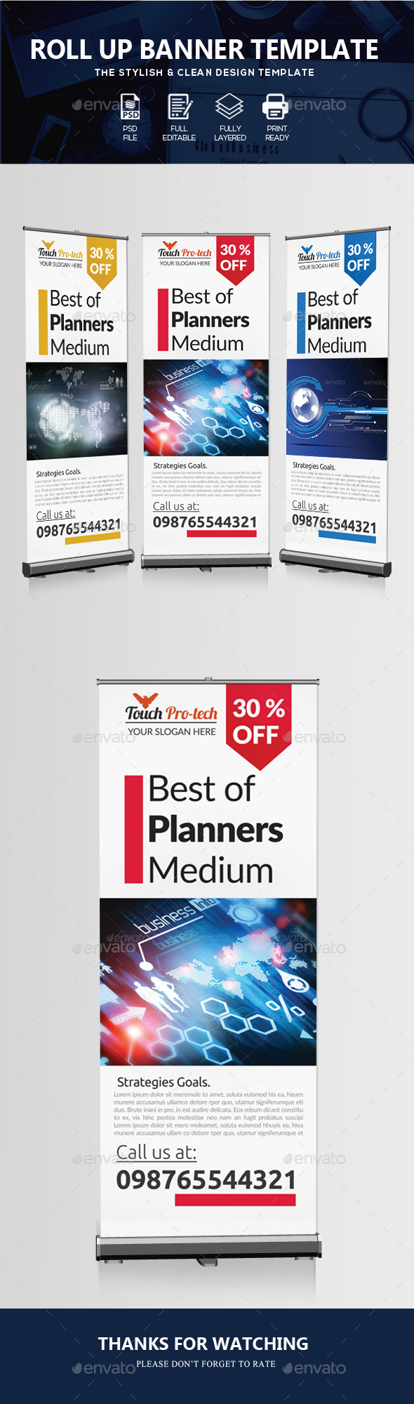 Multi Use Business Roll Up Banners - Signage Print Templates