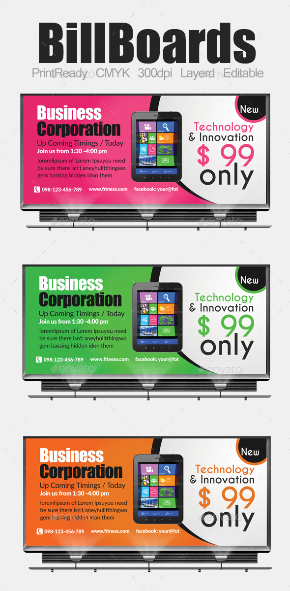 Technology Promotion Billboard Banners - Signage Print Templates