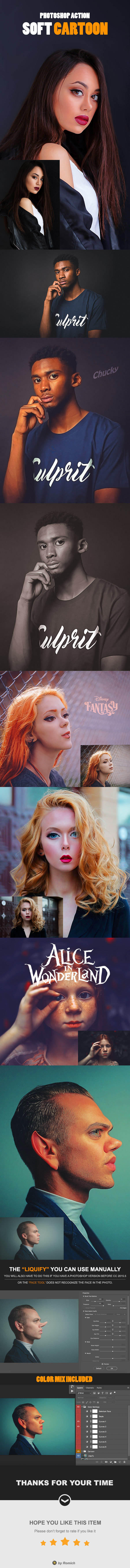 Soft Cartoon Photoshop Action - Photo Effects Actions