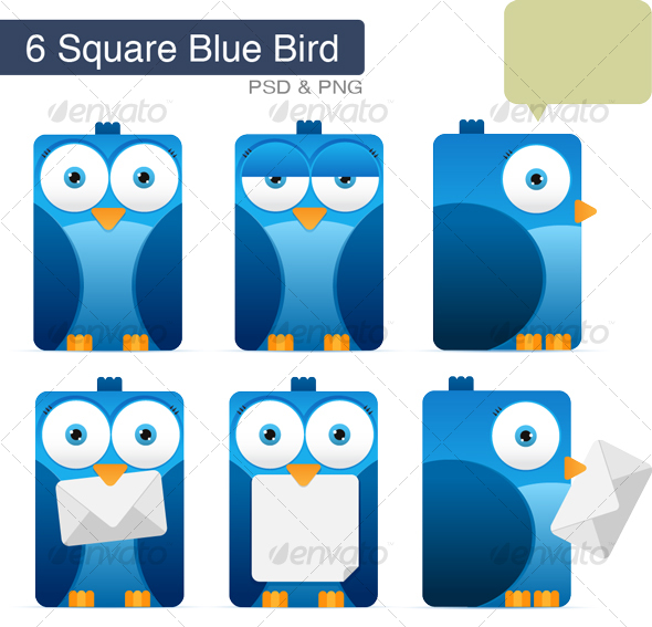Square Blue Bird - Characters Illustrations