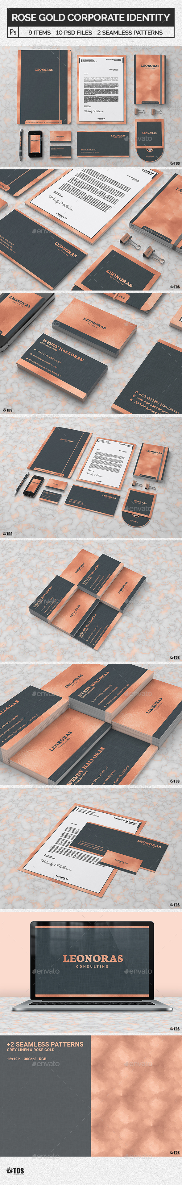 Rose Gold Corporate Identity Template - Stationery Print Templates