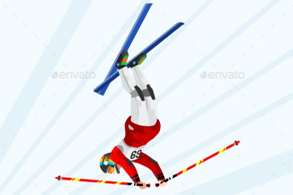 Freestyle Skiing Winter Sports Vector - Sports/Activity Conceptual