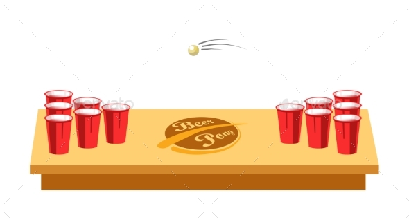 Beer Pong Game for Party on Wooden Table - Sports/Activity Conceptual