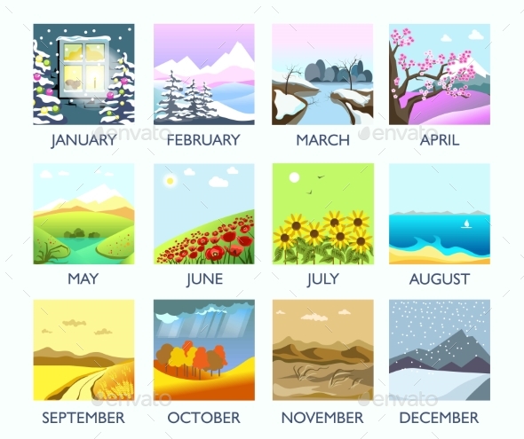 Four Seasons Month Nature Landscape by Sonulkaster ...