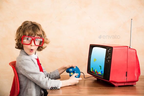 Child pretend to be businessman - Stock Photo - Images