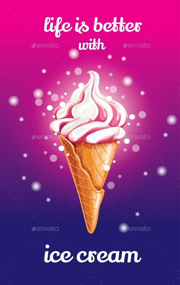 Icecream Dessert in Waffle Cone - Food Objects