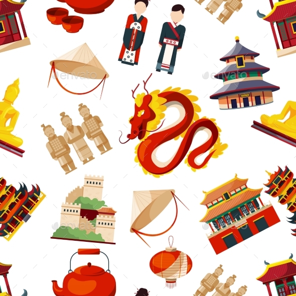 Seamless Patterns with Elements of Traditional - Backgrounds Decorative