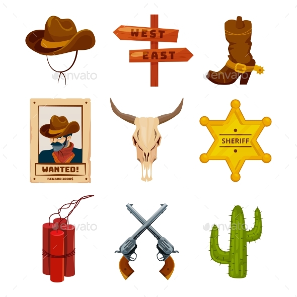 Wild West Collection Icons - Man-made Objects Objects