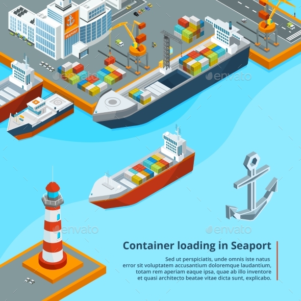 Dry Cargo Ship with Containers - Miscellaneous Vectors