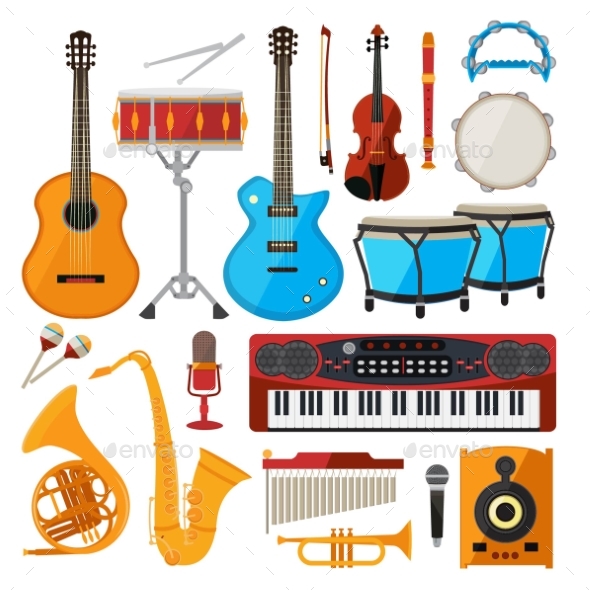 Bongo, Drums, Guitar and Other Musical Instruments - Man-made Objects Objects