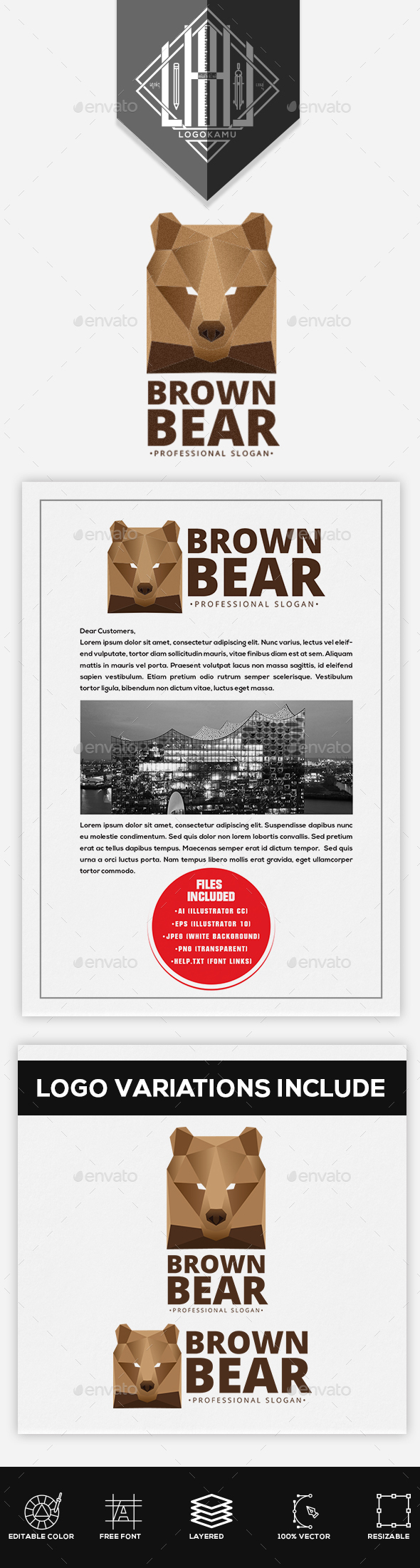 Brown Bear Logo - Animals Logo Templates