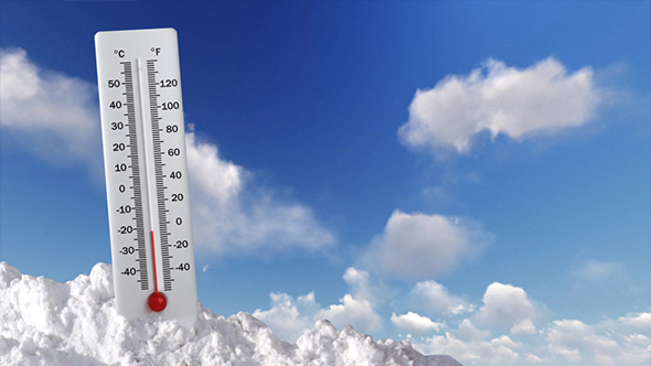 Thermometer On Snow Shows Low Temperatures
