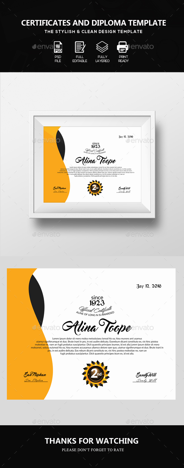 Diploma & Certificate Template - Certificates Stationery
