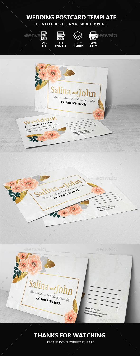 Wedding Postcard Print Templates - Weddings Cards & Invites