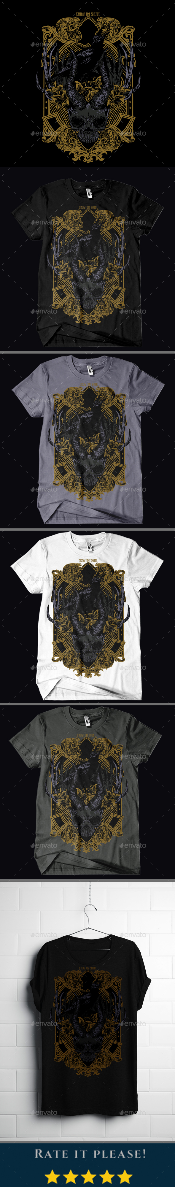 Crow On Skull T-shirt Design