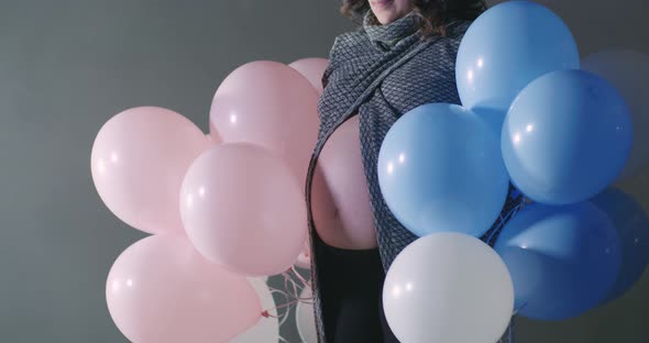 Girl Or Boy Twins Pregnancy Test Reveal Pink White Blue Colored Balloons Maternity Concept alt
