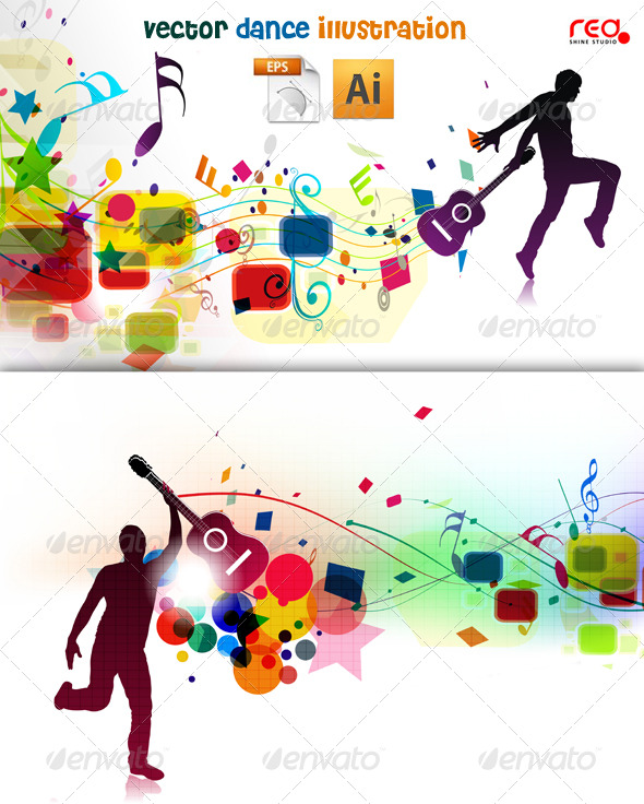 Young Boy Dancing On Beautiful Music Background - Backgrounds Decorative