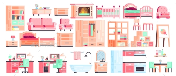 Collection of Furniture - Man-made Objects Objects