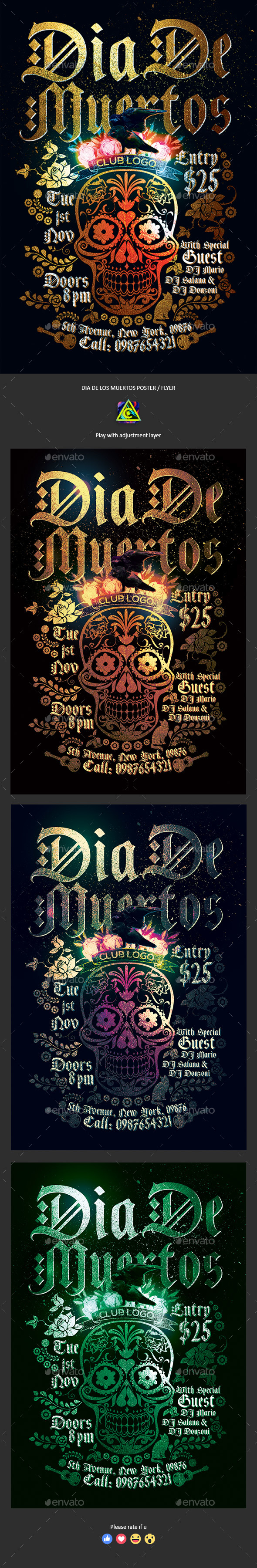 Dia De Los Muertos Party Poster / Flyer - Clubs & Parties Events