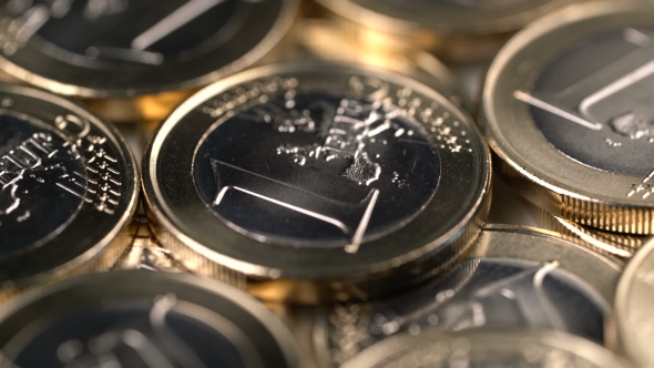 Rotating Background Of One Euro Coins, Stock Footage 