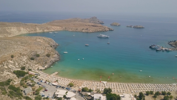 Aerial View of Lindos Beach alt