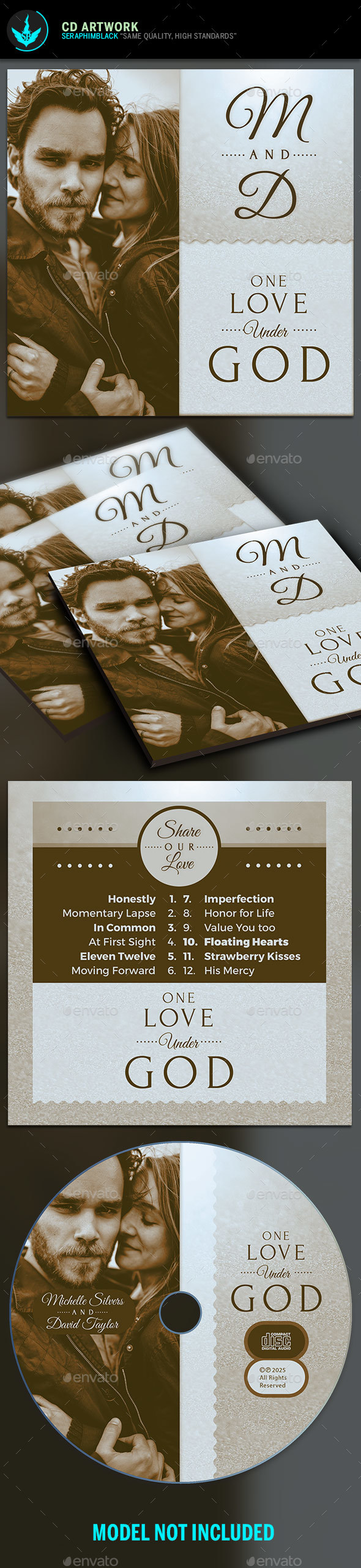 Retro Wedding CD Artwork Template - CD & DVD Artwork Print Templates
