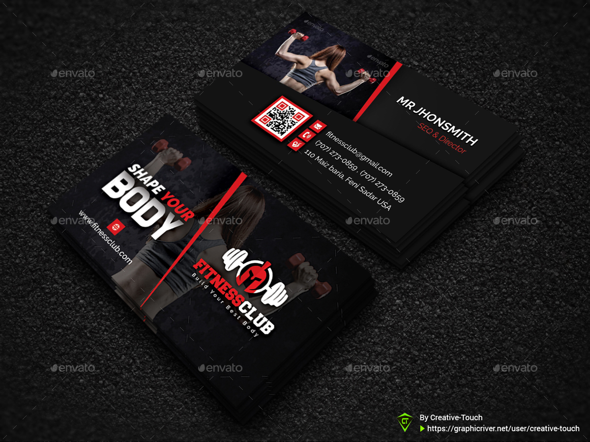 Fitness / Gym Business Card Template, Print Templates | GraphicRiver