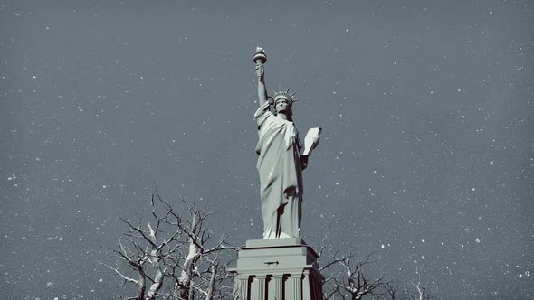 Statue Of Liberty In Winter Weather