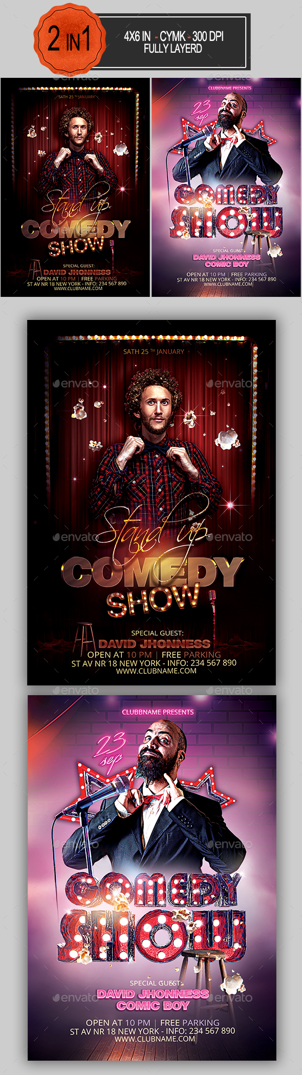 Comedy Flyer Bundle - Clubs & Parties Events