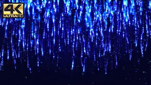 Abstract Dark Blue Digital Particle Rain Background 4K