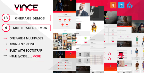 Vince Onepage & Multipages Business Drupal 8 Theme - Business Corporate