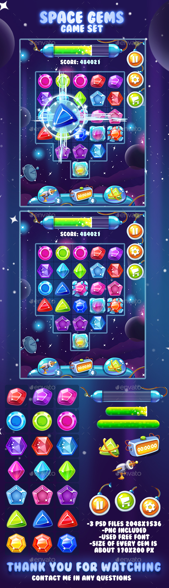 Space Gems Game Asset by ververver | GraphicRiver