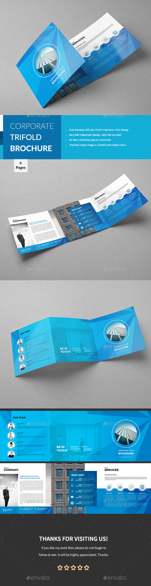 Corporate Square Trifold Brochure - Corporate Brochures