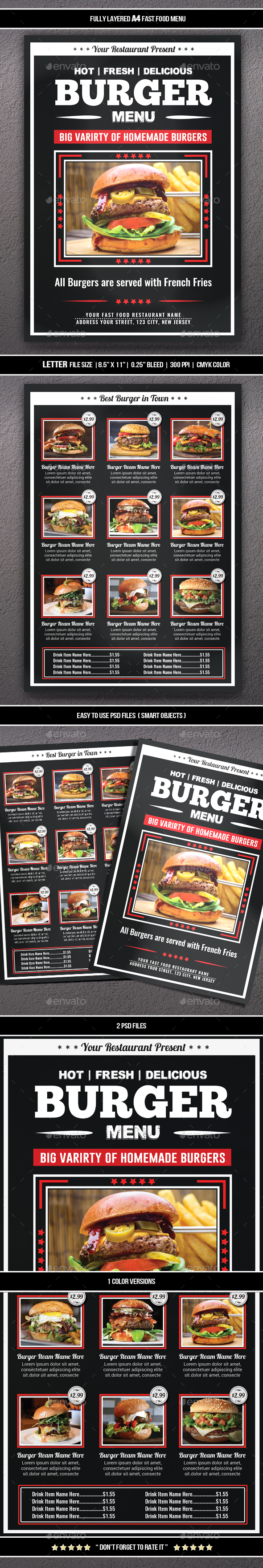 Fast Food Menu Flyer (A4)