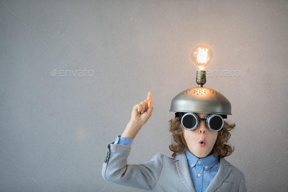 Child with toy virtual reality headset - Stock Photo - Images