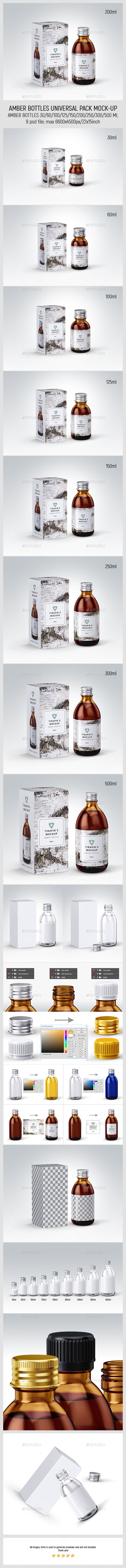 Amber Bottles Universal Pack Mock-up - Miscellaneous Packaging
