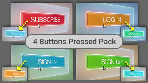 Subscribe, Login, Sign In, Sign Up Buttons Pressed - 4 Shots Pack alt