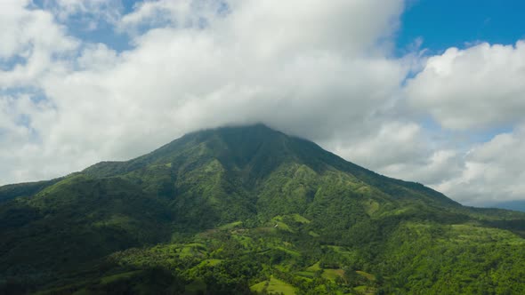 Mt. Masaraga, One of the Volcanoes in the Bicol Region. Mountain Landscape, Legaspi, Philippines. alt