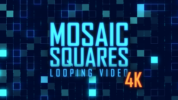 Blue Mosaic Squares 4K Version