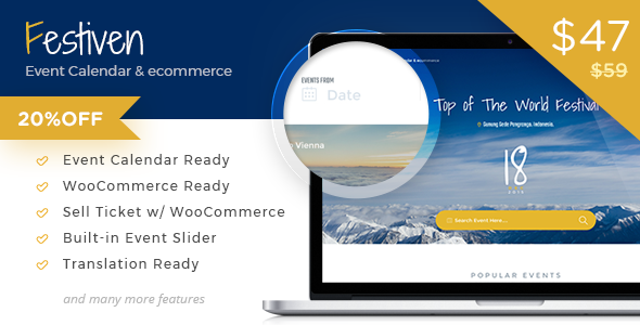 Festiven - Event Calendar & WooCommerce Themes - WooCommerce eCommerce