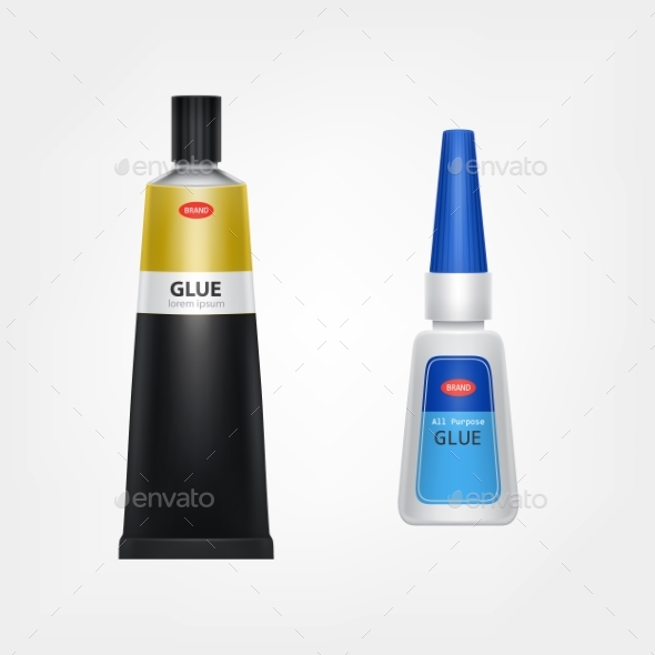 Branded Metal and Plastic Glue Tubes - Man-made Objects Objects