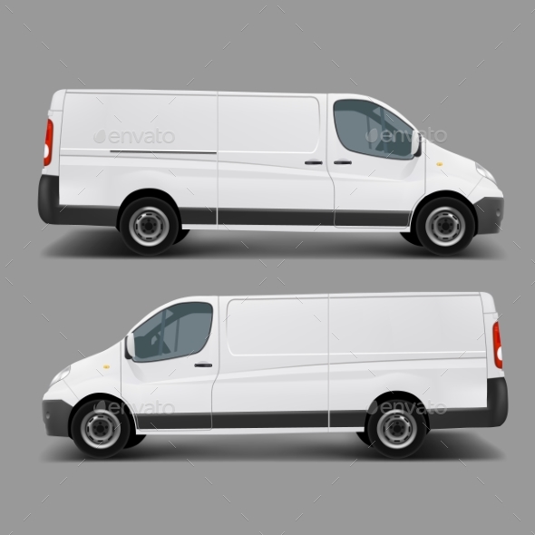 White Commercial Cargo Minivan Vector Template - Man-made Objects Objects