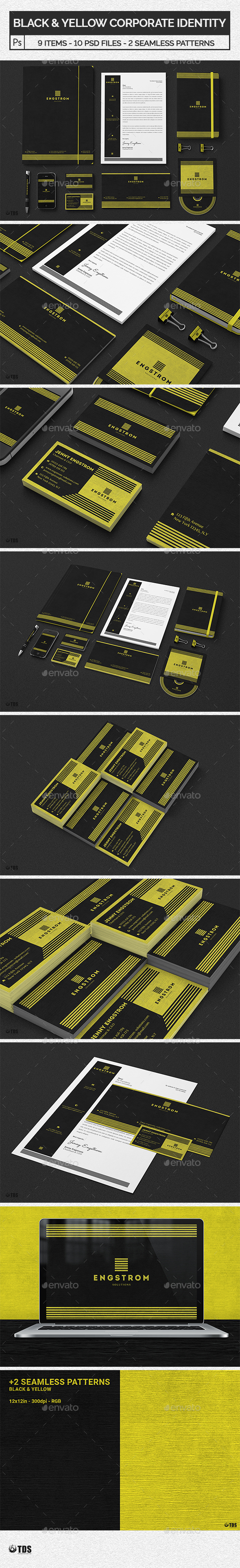 Black and Yellow Corporate Identity Template - Stationery Print Templates
