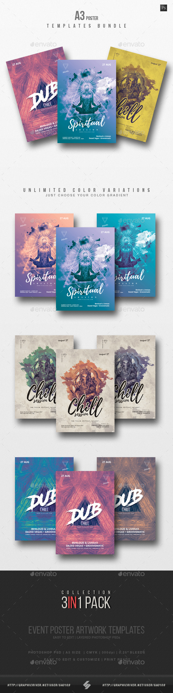 Chillout Session 2 - Flyer / Poster Templates Bundle - Clubs & Parties Events