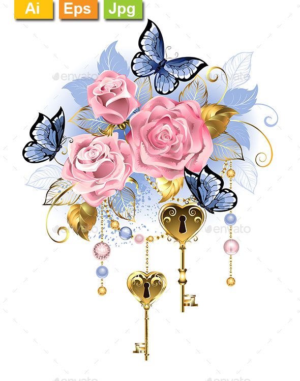 Pink Roses with Keys - Flowers & Plants Nature