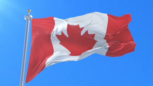 Canada Flag Waving at Wind, Loop alt