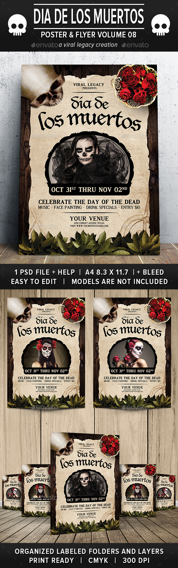 Dia De Los Muertos Poster / Flyer V08 - Events Flyers